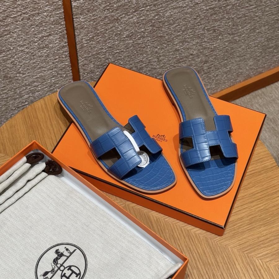 에르메스 오란 슬리퍼 악어