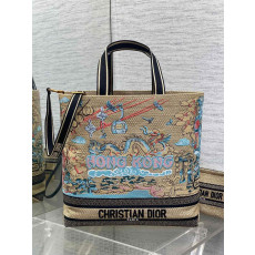 디올 자수 라탄 토트백 미듐, 라지