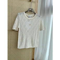 샤넬 정면 로고 반팔 니트