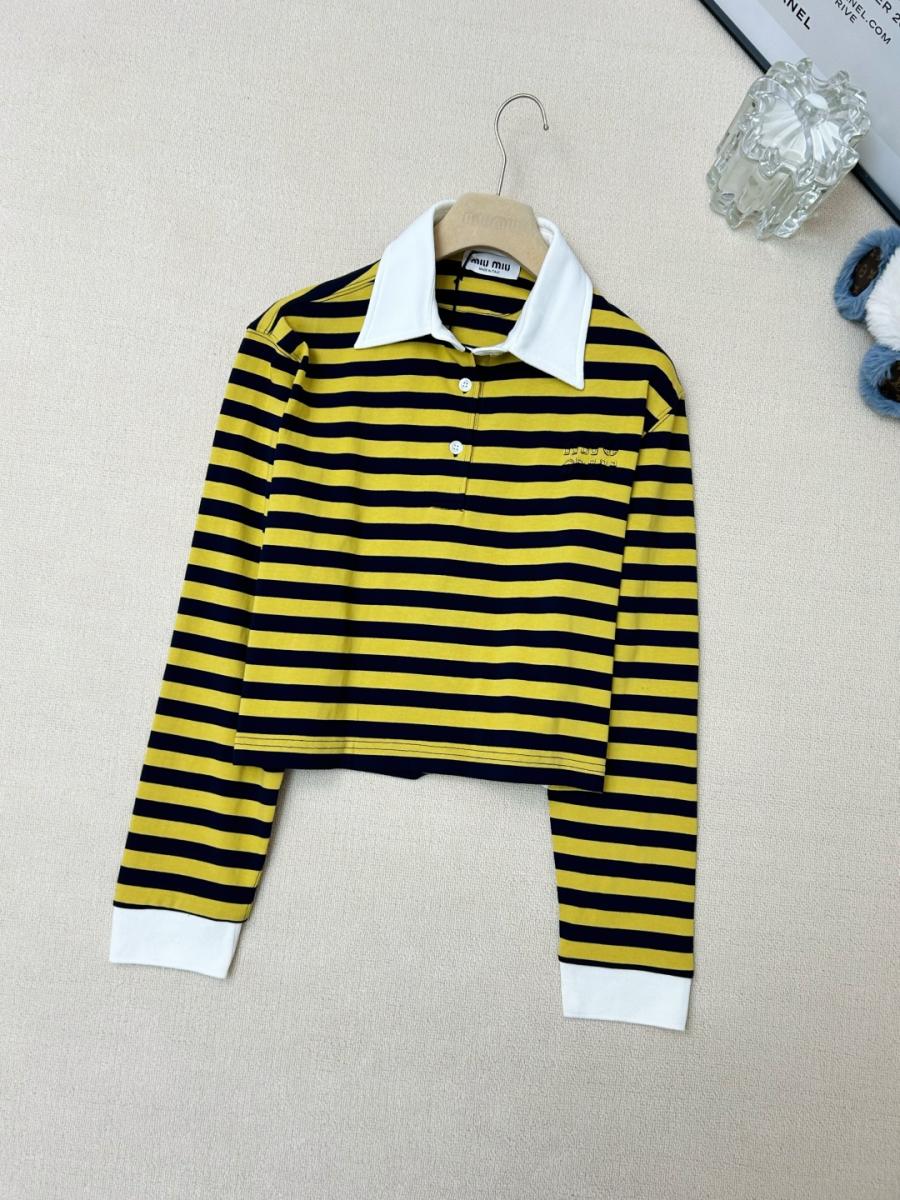 미우미우 폴로 스트라이프 티셔츠