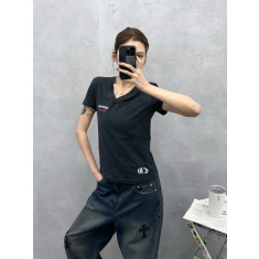 크롬하츠 브이넥 반팔티셔츠