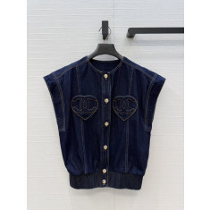 샤넬 하트 데님 조끼