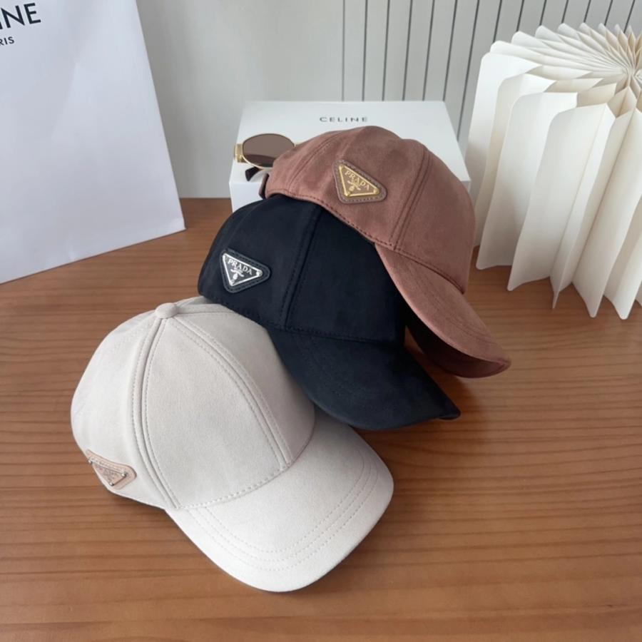 프라다 스웨이드 삼각로고 모자 3컬러