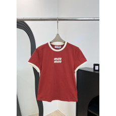 미우미우 배색 반팔 티셔츠