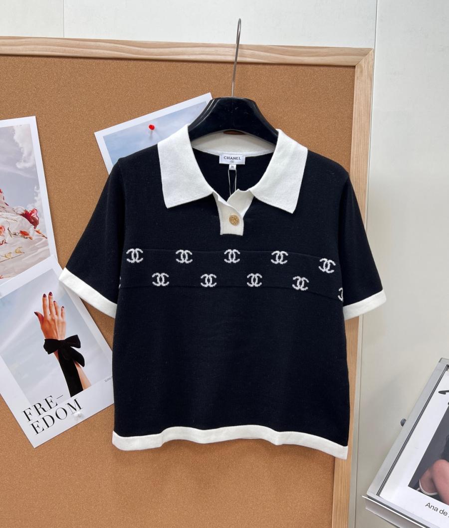 샤넬 로고 배색 니트