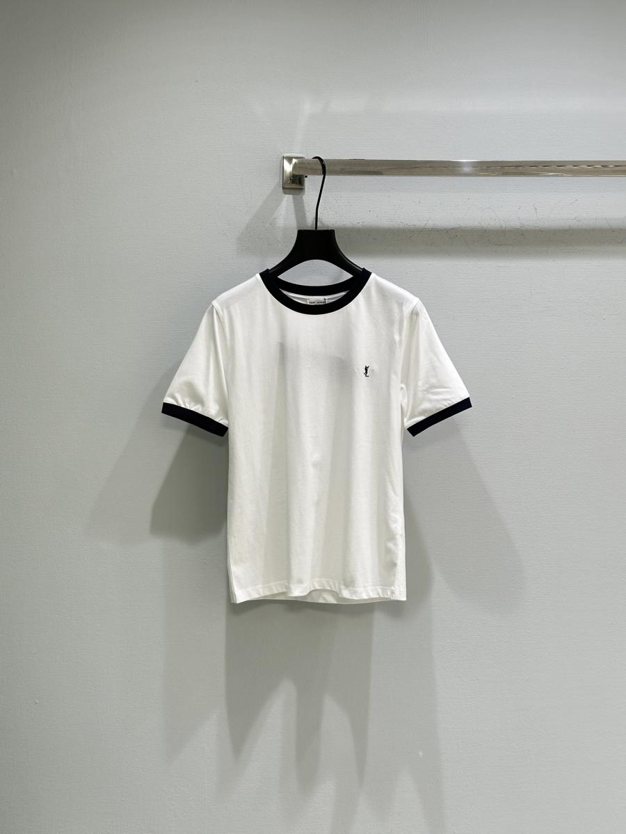 생로랑 배색 반팔 티셔츠