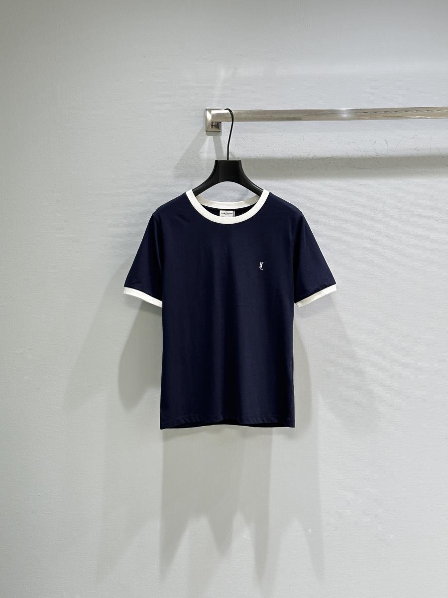 생로랑 배색 반팔 티셔츠