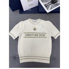 디올 로고 울 캐시미어 반팔 니트 (2가지)